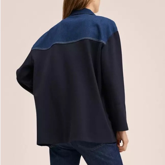 Mango Combined contrast denim overshirt size M - Picture 2 of 11